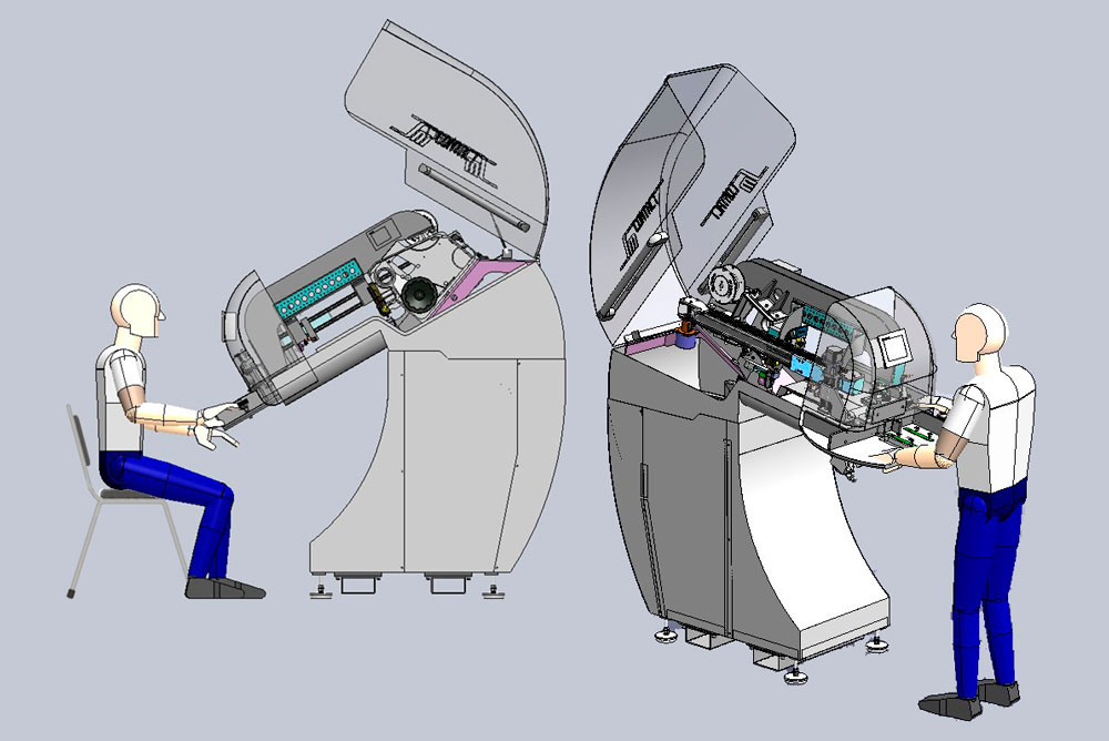 Sitting and standing position of operator